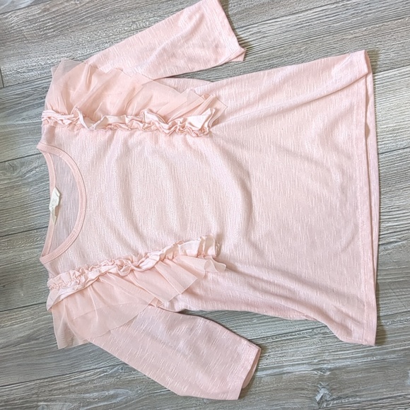 BOGO!! Mango Kids Pink Shimmery Ruffle Tops 13-14 - Picture 1 of 3